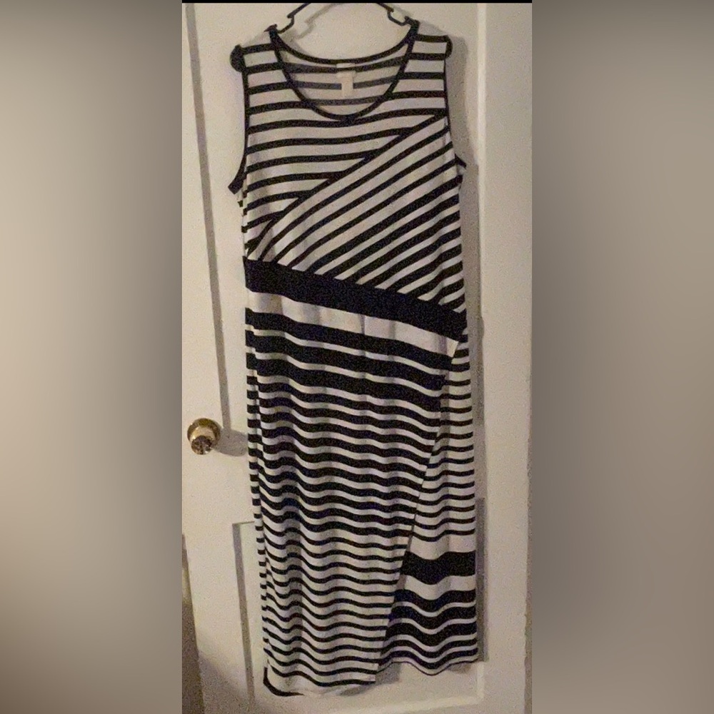 Chico’s Striped Black and White Sleeveless Dress